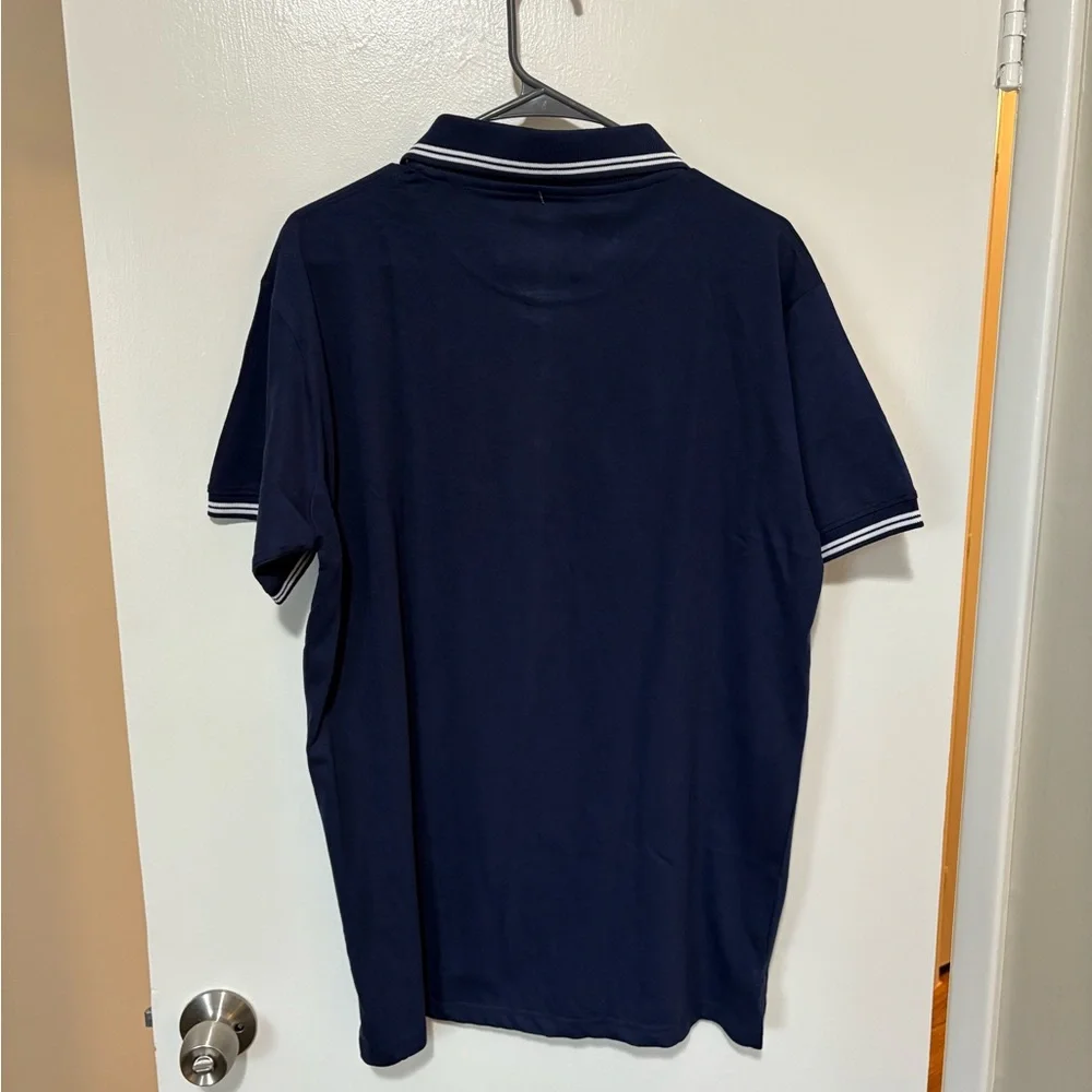 William Rast Blue Polo Shirt with White Trim - Picture 3 of 3